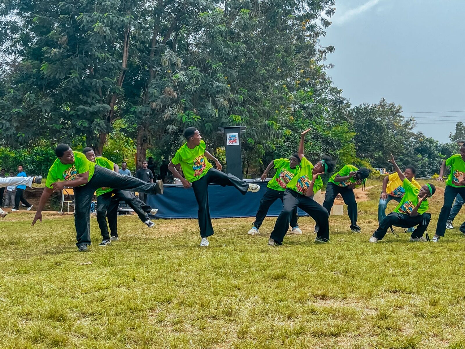 Living Waters Dancers performing outdoors on grass