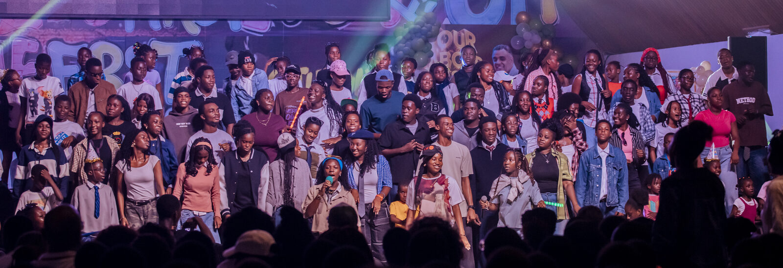 On stage for the youth programme — Living Waters Incorporated